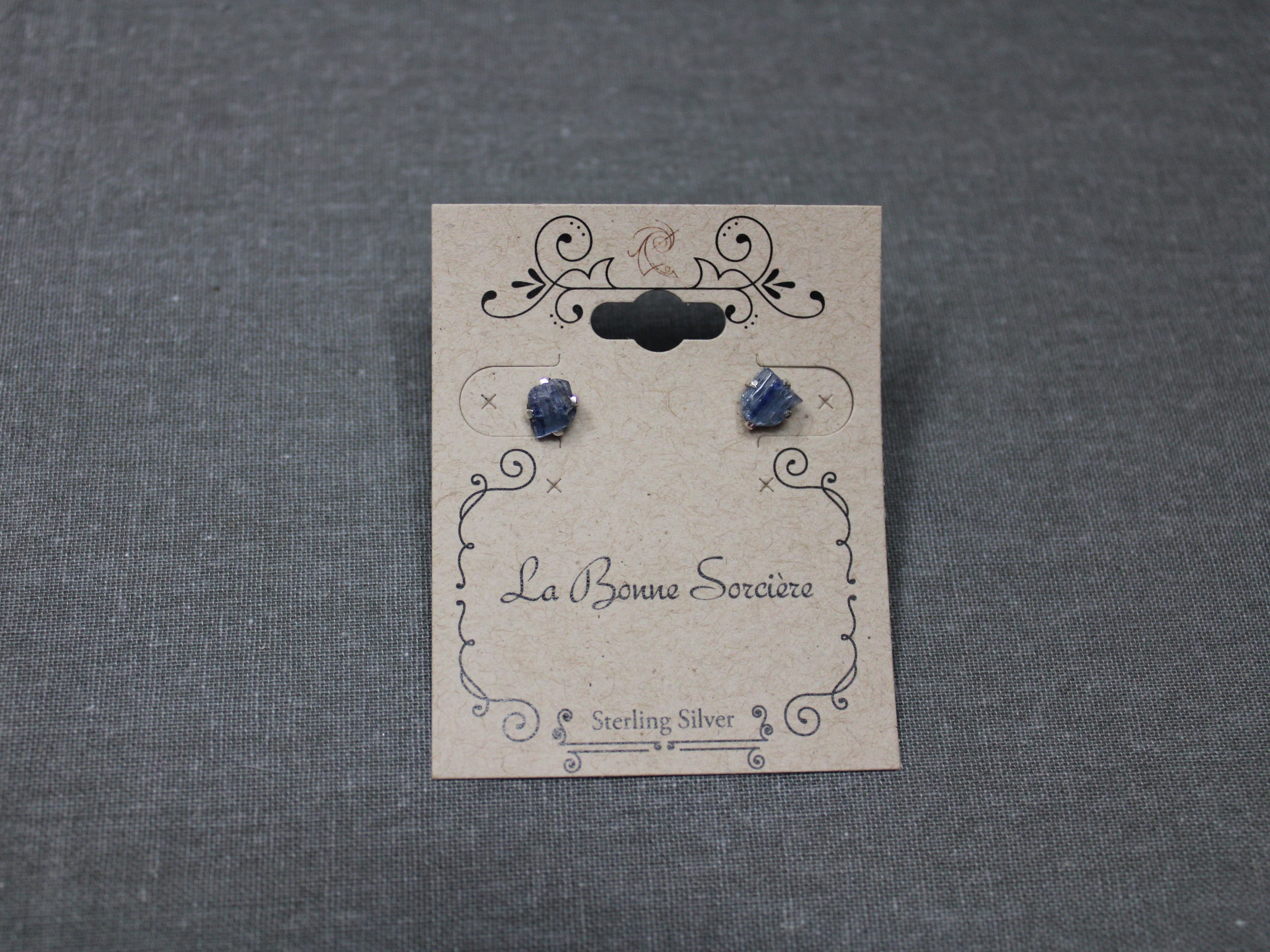 Raw Blue Kyanite Stud Earrings in 925 Sterling Silver - Image 1