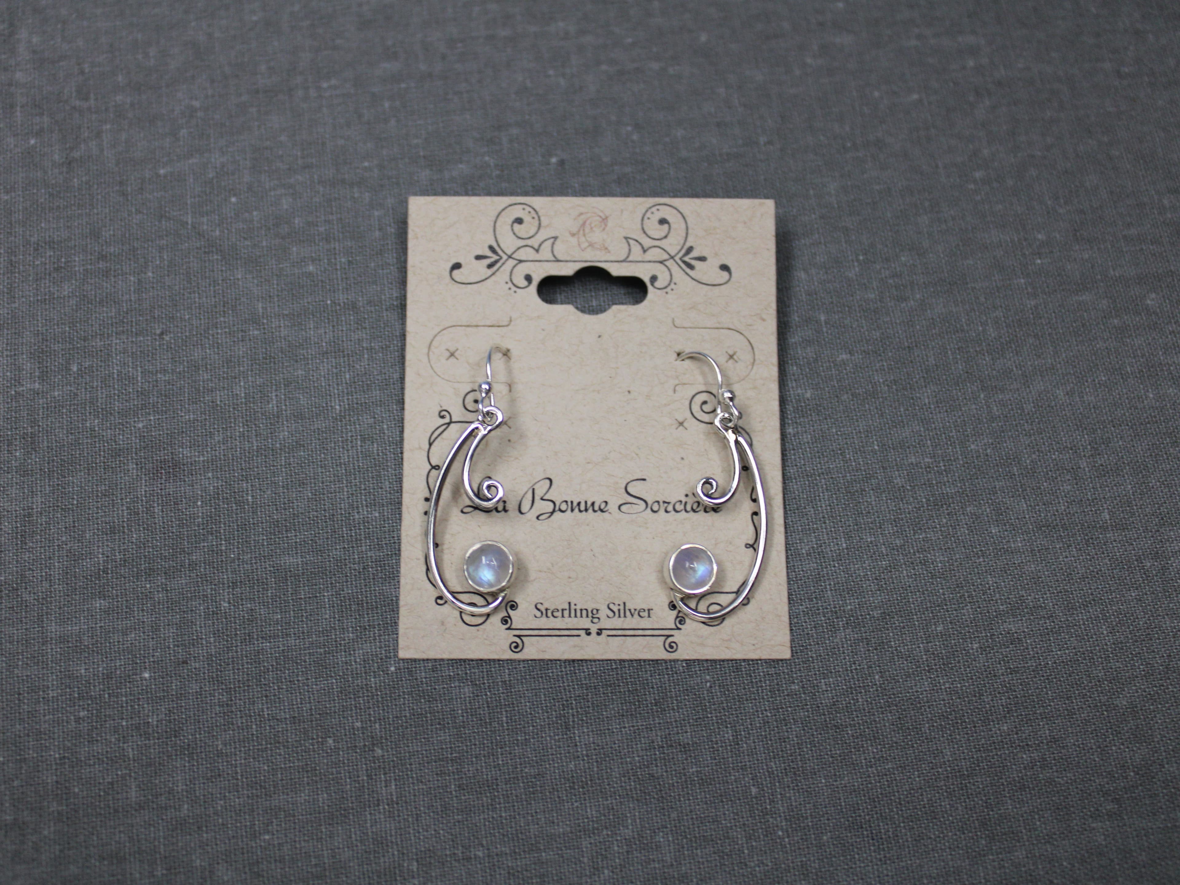 925 Sterling Silver Moonstone Dangle Earrings - Image 1