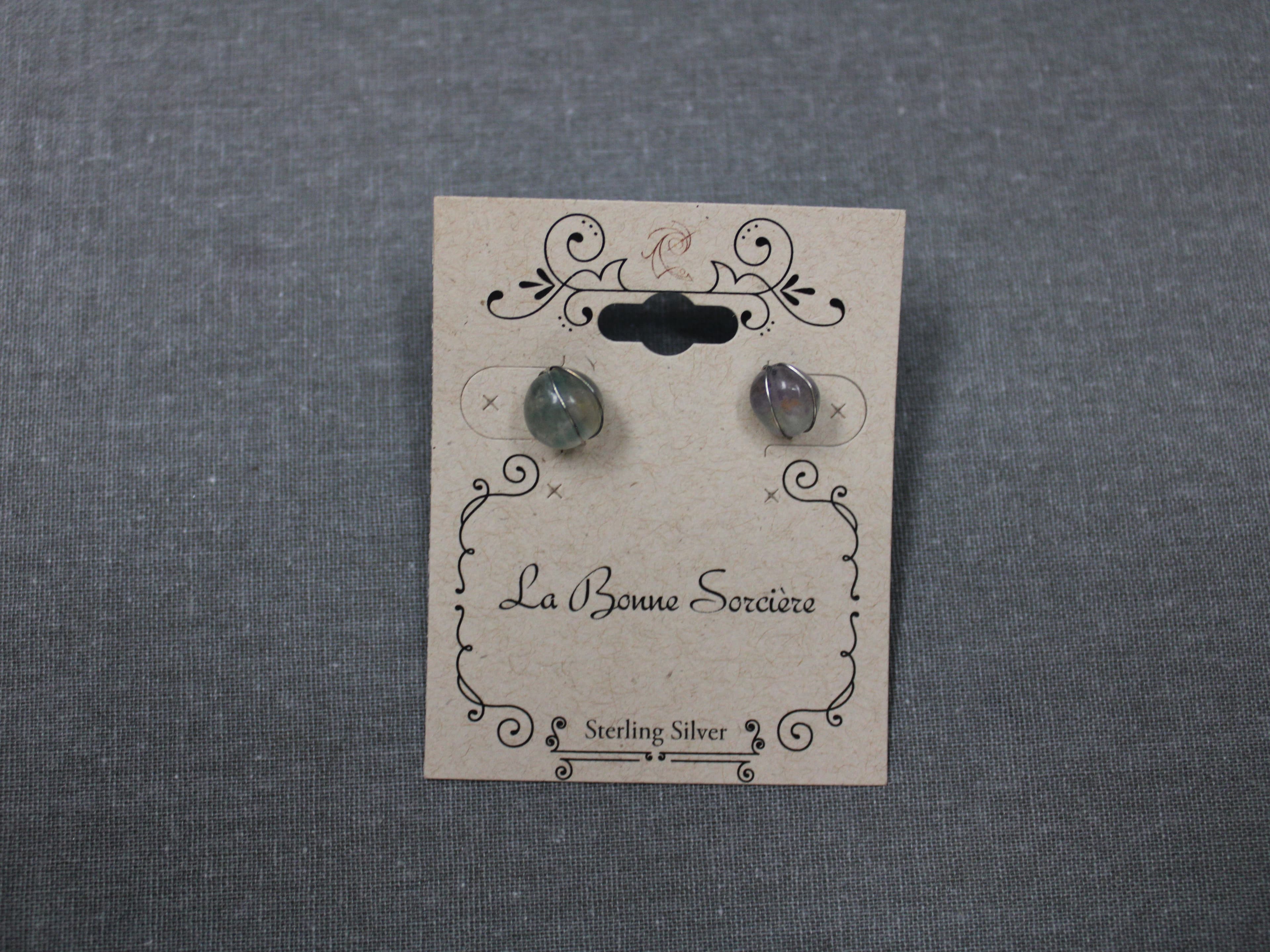 925 Sterling Silver Fluorite Stud Earrings - Image 1