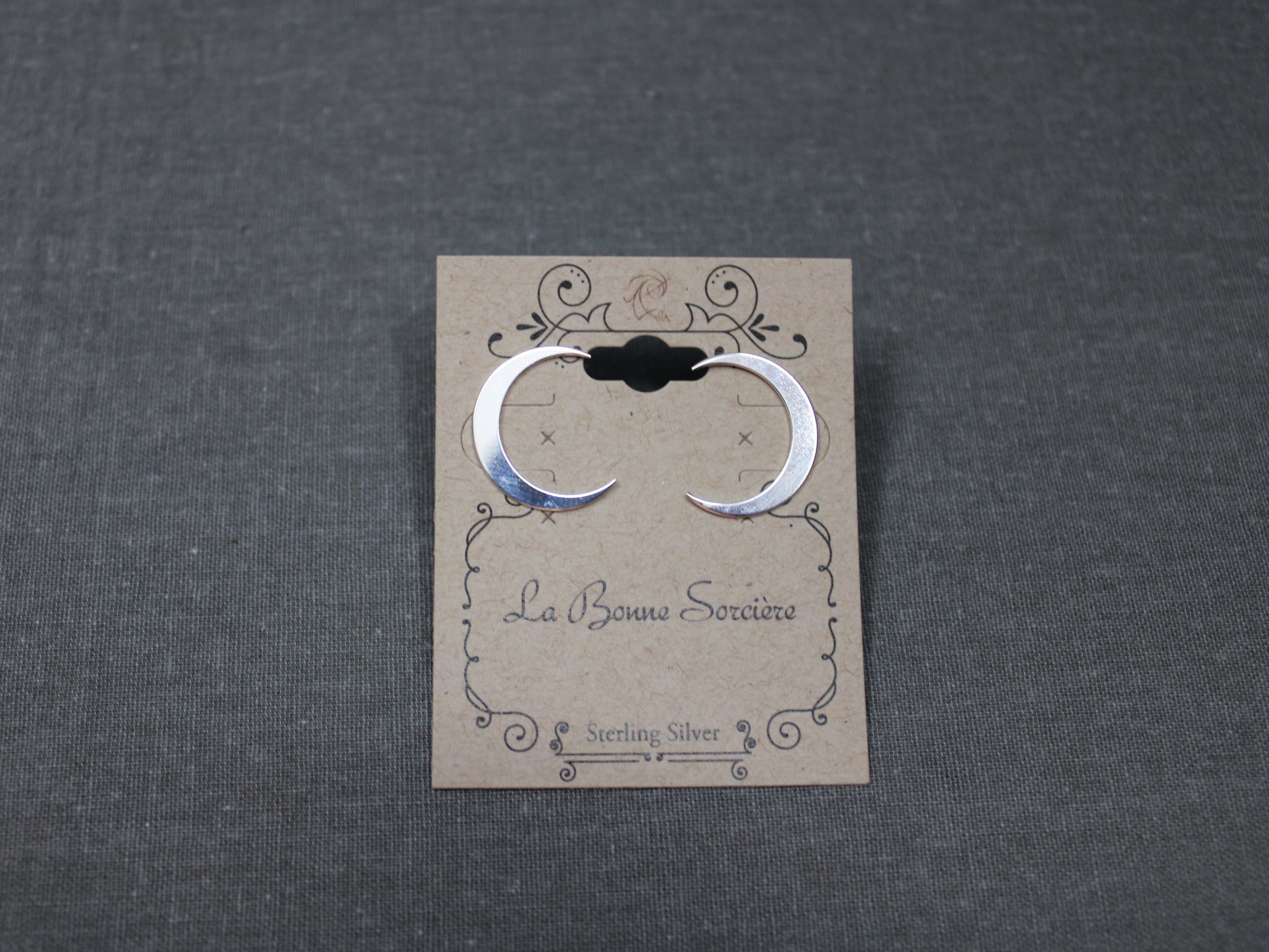 925 Sterling Silver Crescent Moon Earrings - Image 1