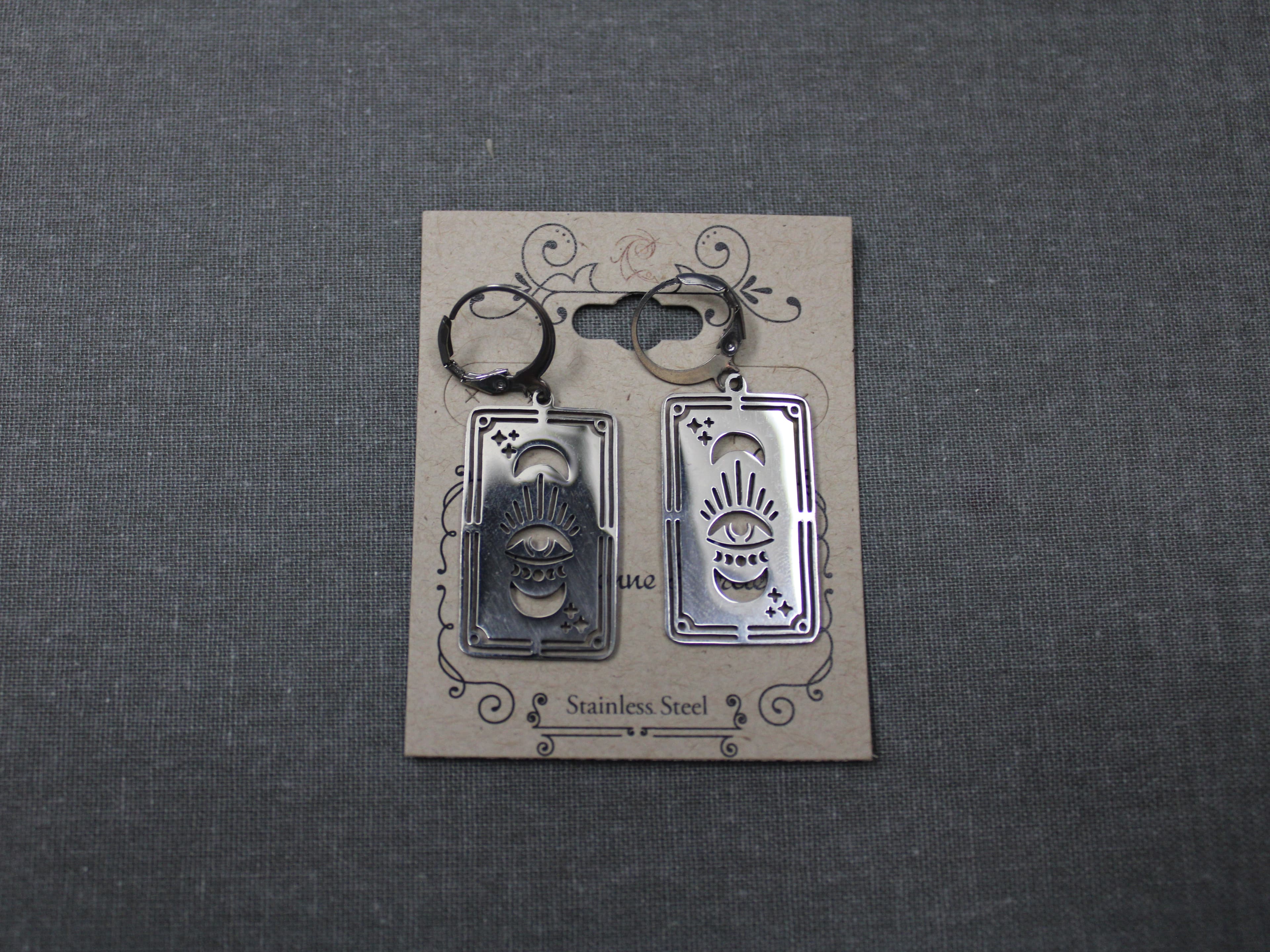 Stainless Steel Tarot Card Earrings - Image 1