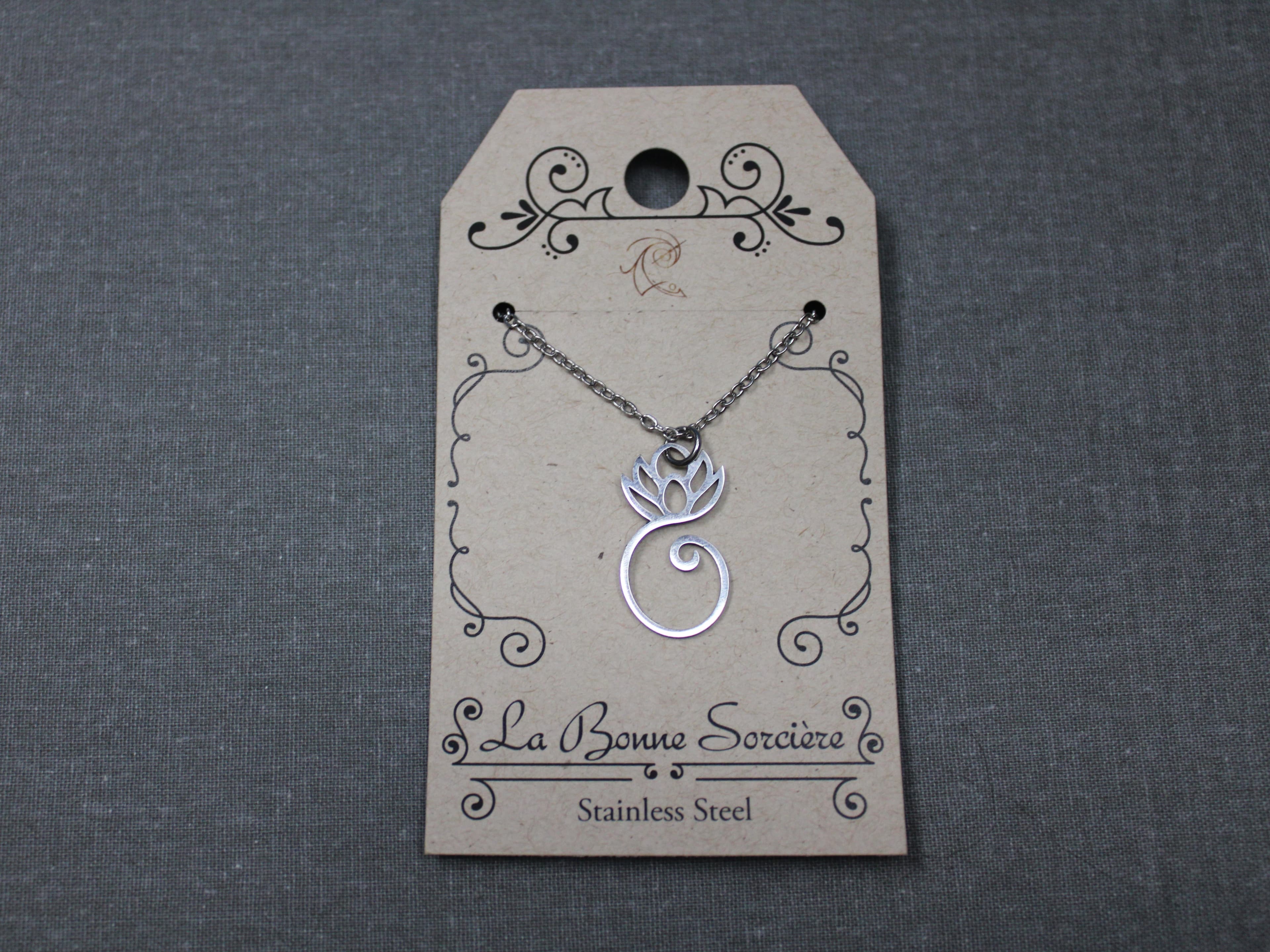Stainless Steel Floating Lotus Necklace - Image 1
