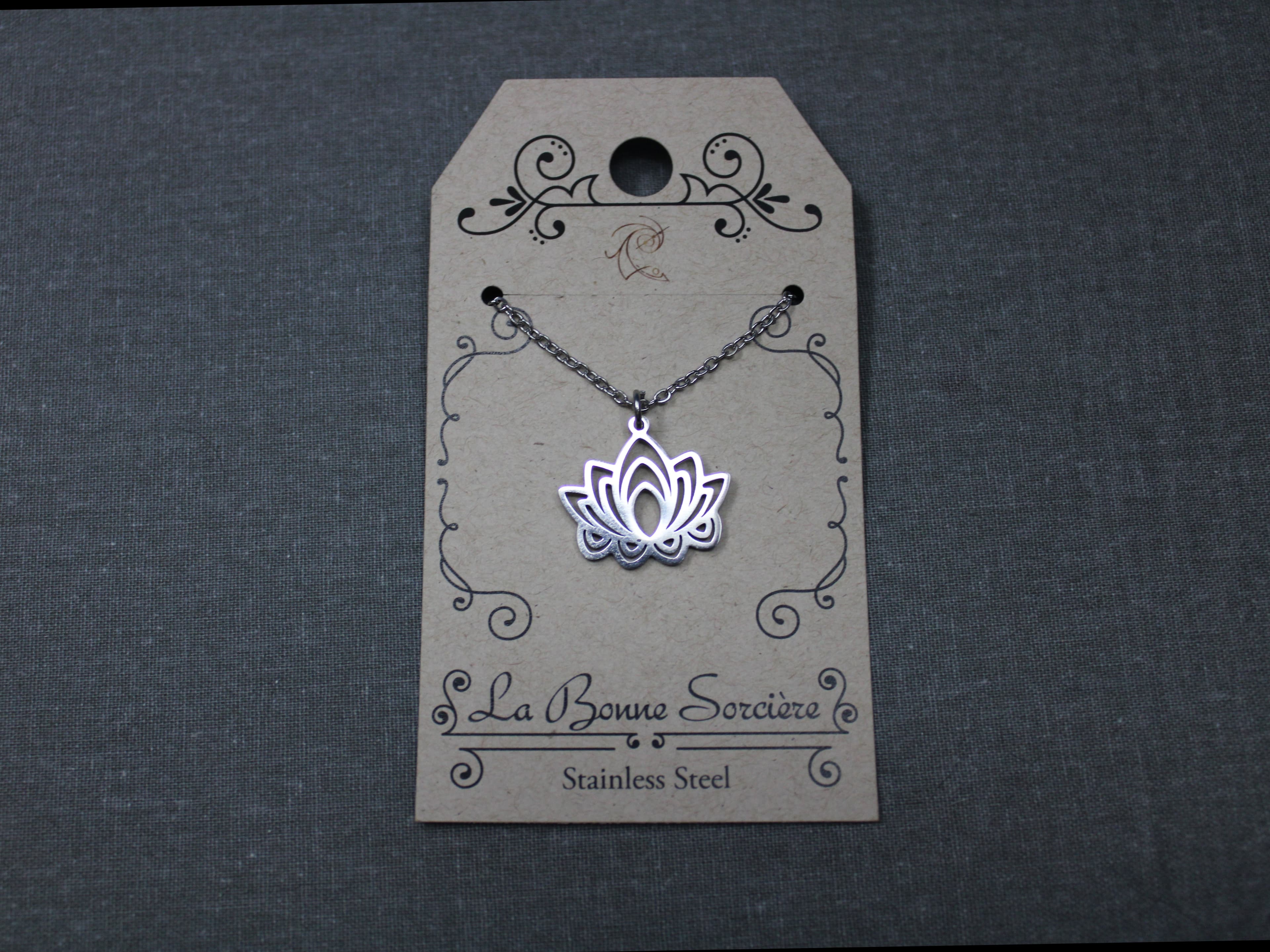 Stainless Steel Lotus Necklace - Image 1