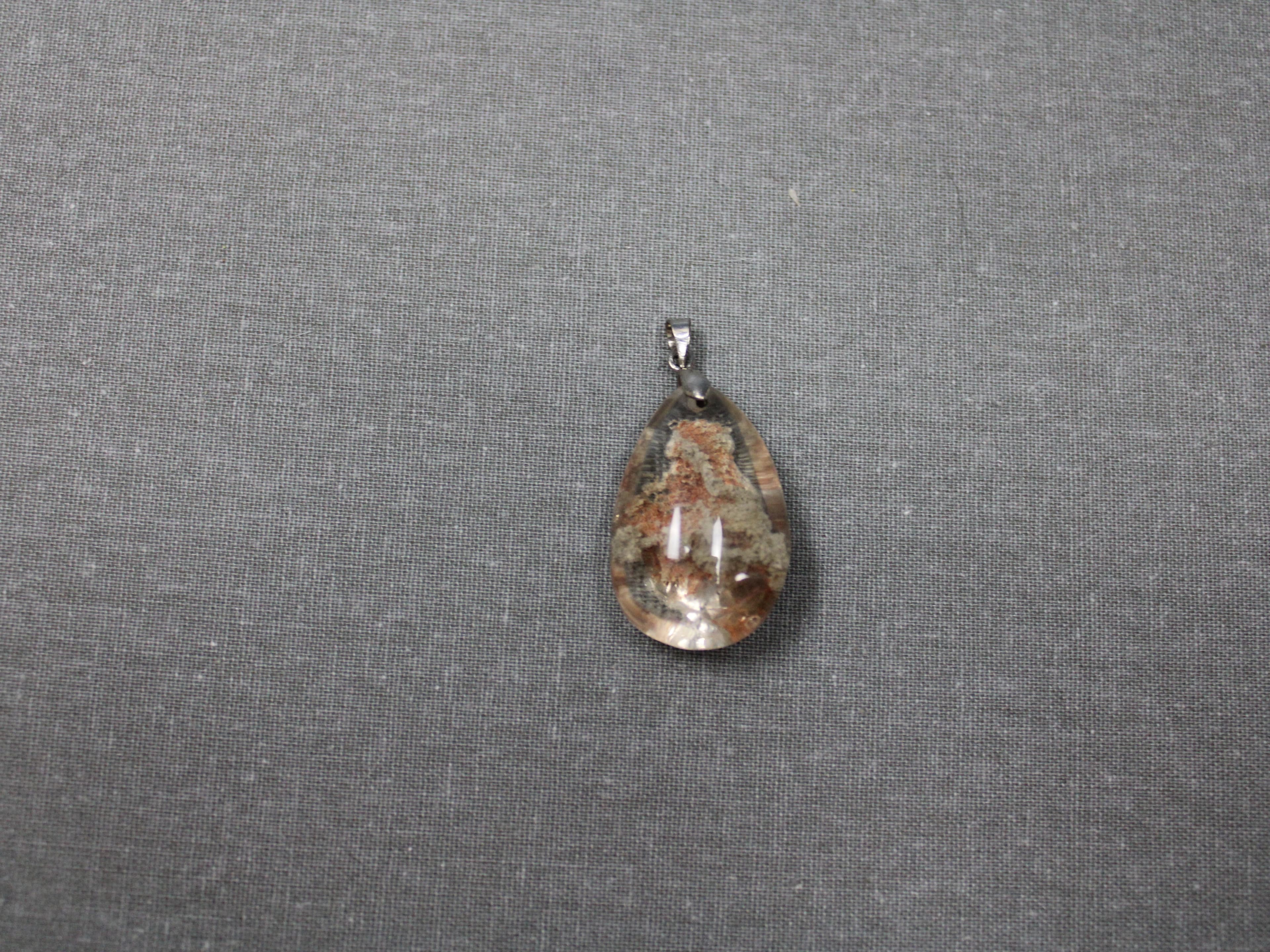 Tear Drop Clear Quartz with Inclusions Pendant