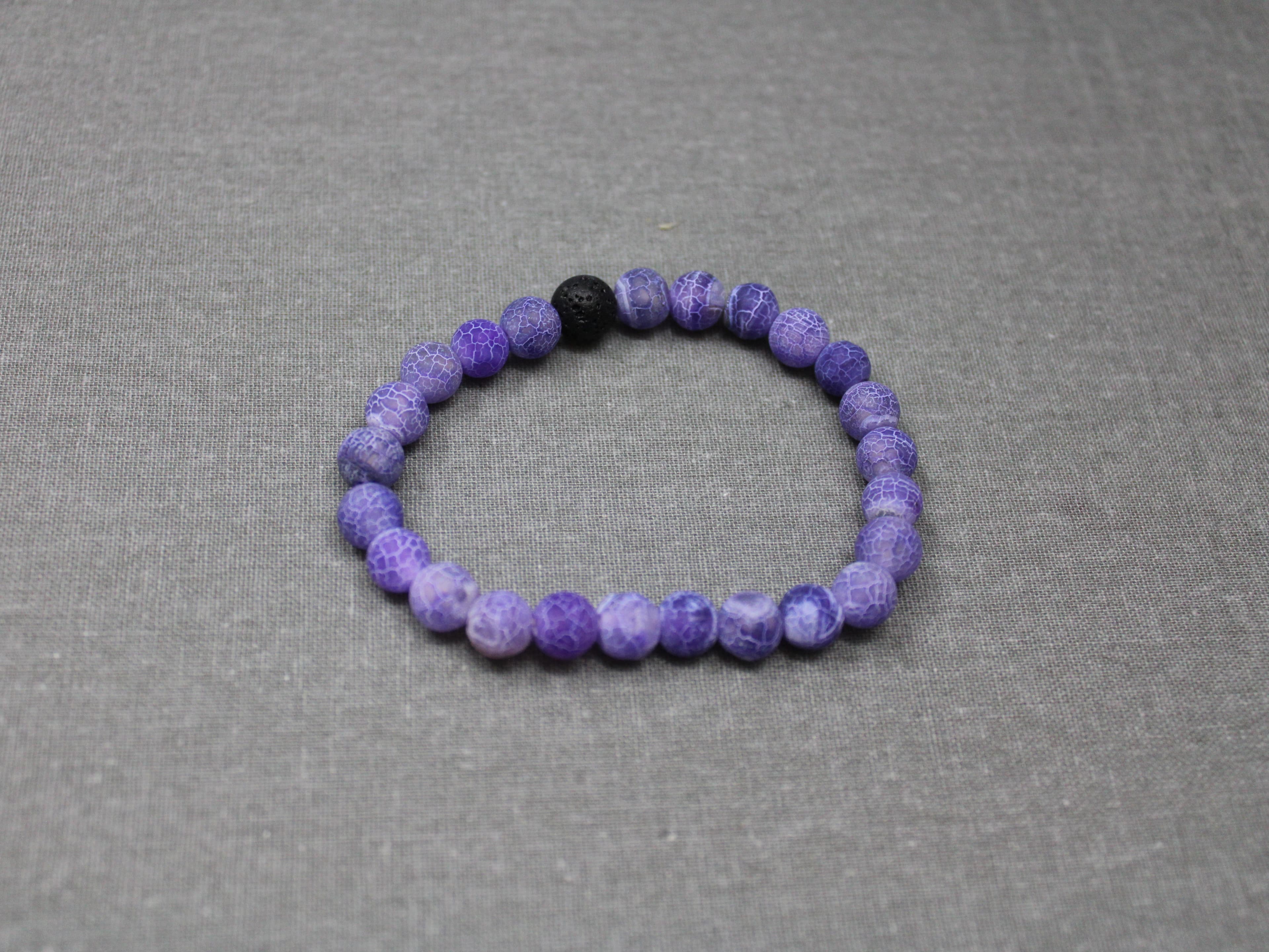 Purple and Black Lava Stone Bracelet - Image 1