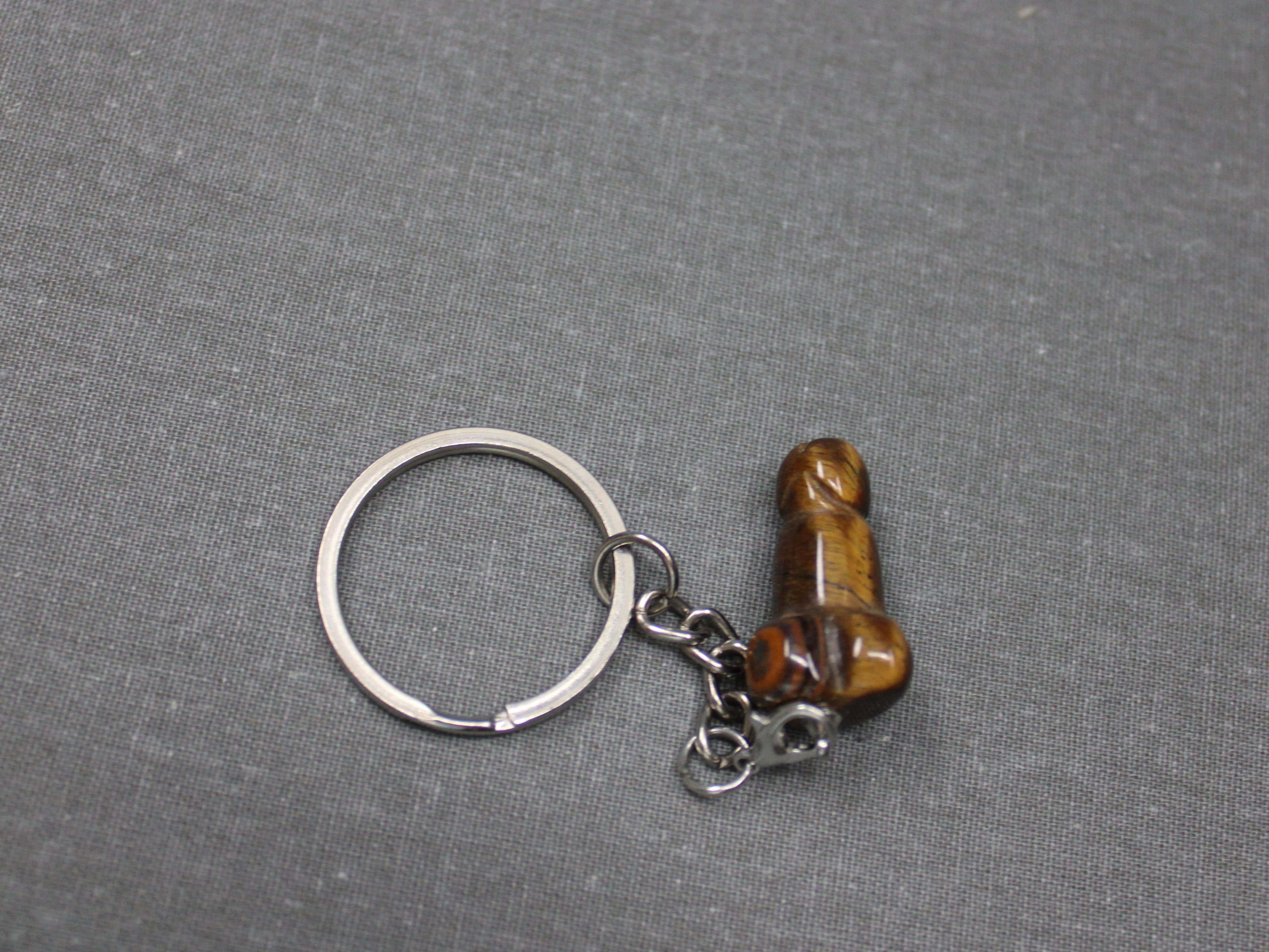 1" Tiger Eye Phallus Key Chain - Image 1