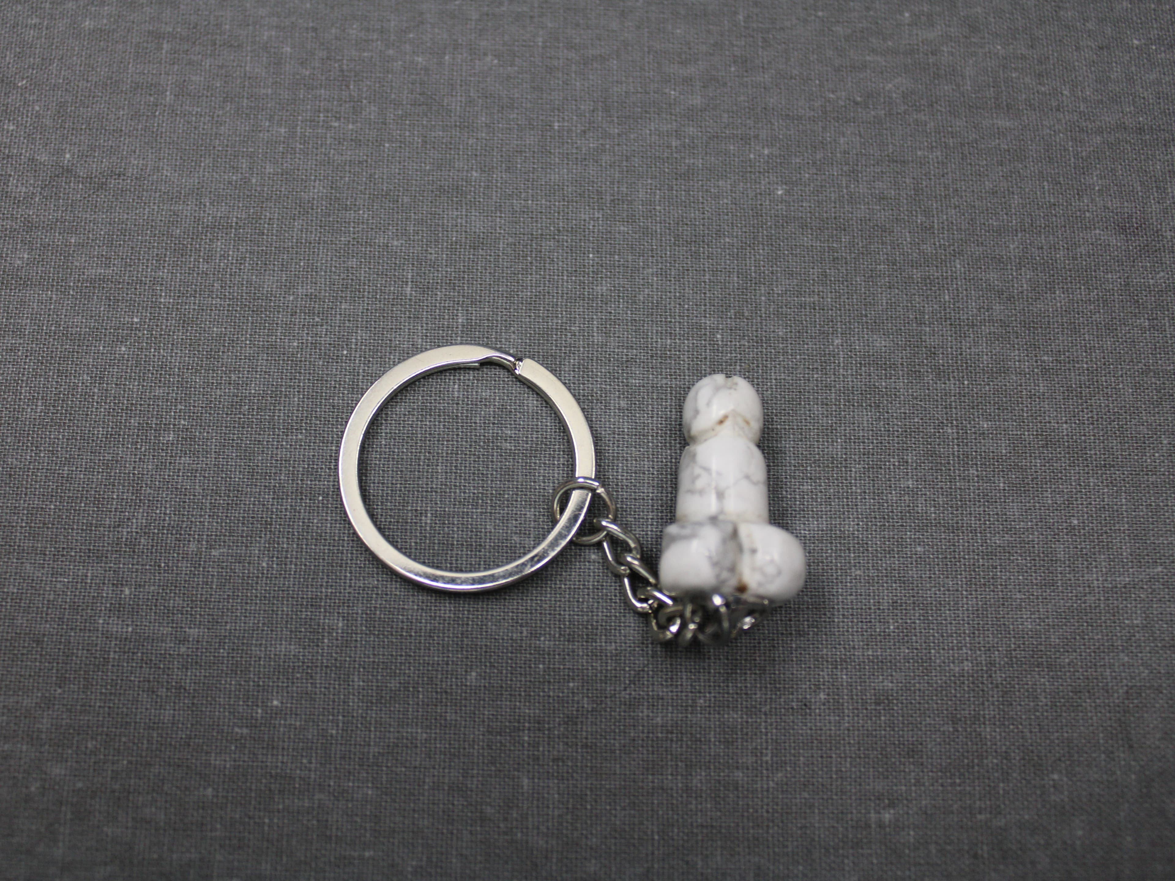 1" Howlite Phallus Key Chain - Image 1