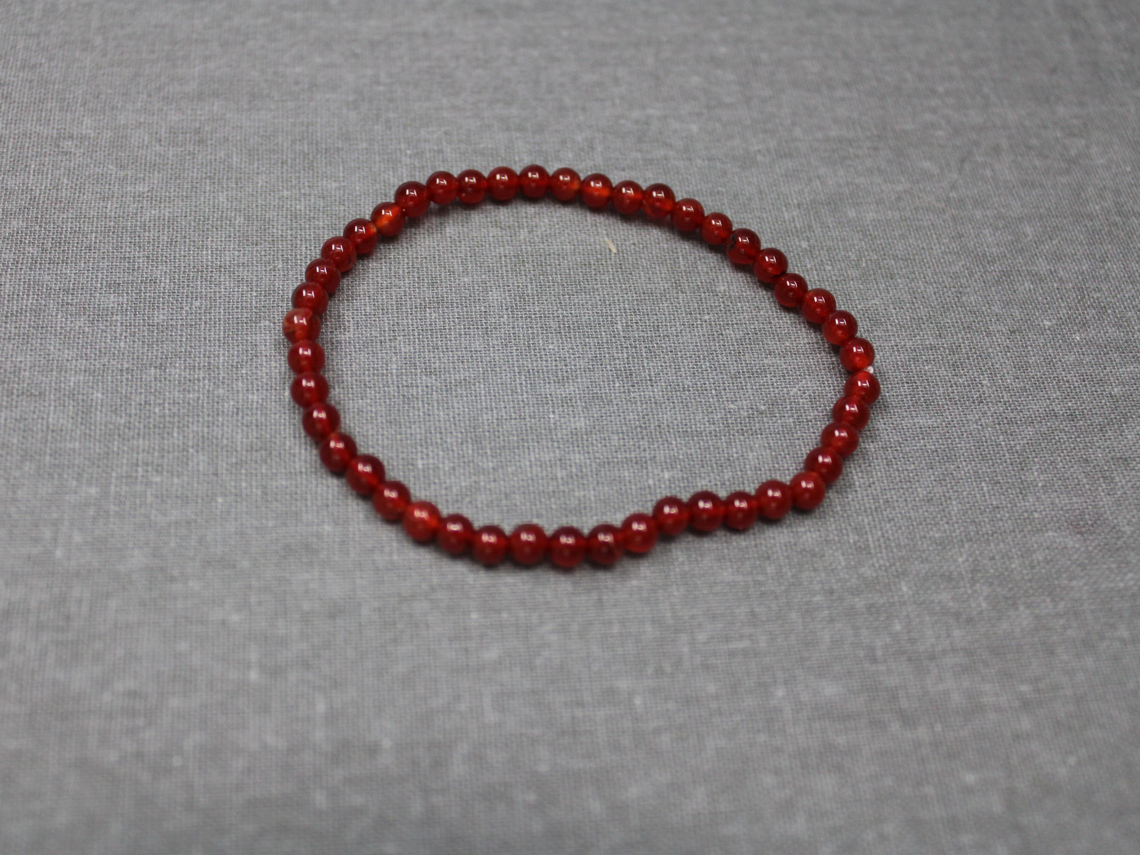 4mm Carnelian Agate Beaded Bracelet - Image 1
