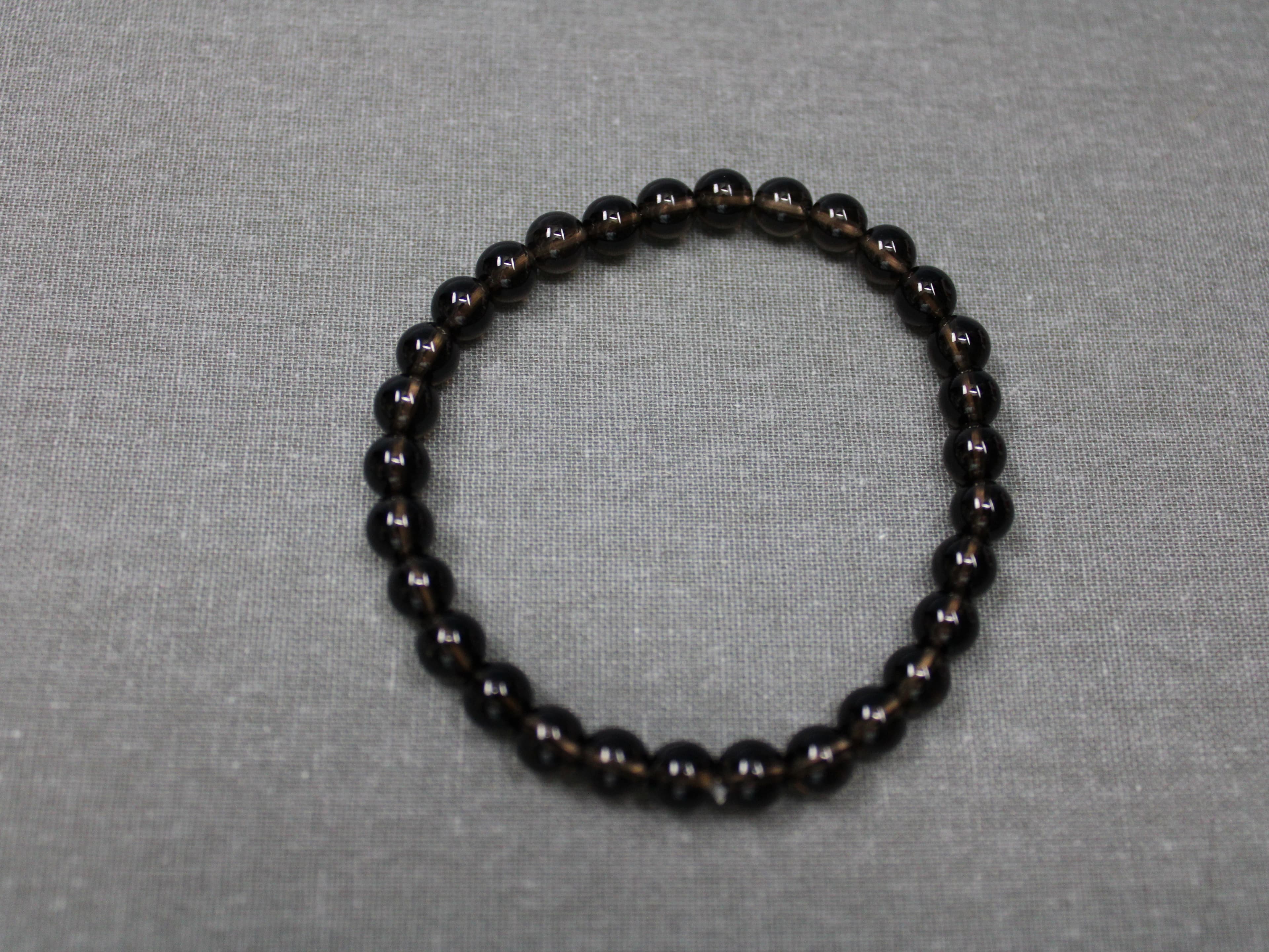 6mm Smoky Quartz Beaded Bracelet - Image 1