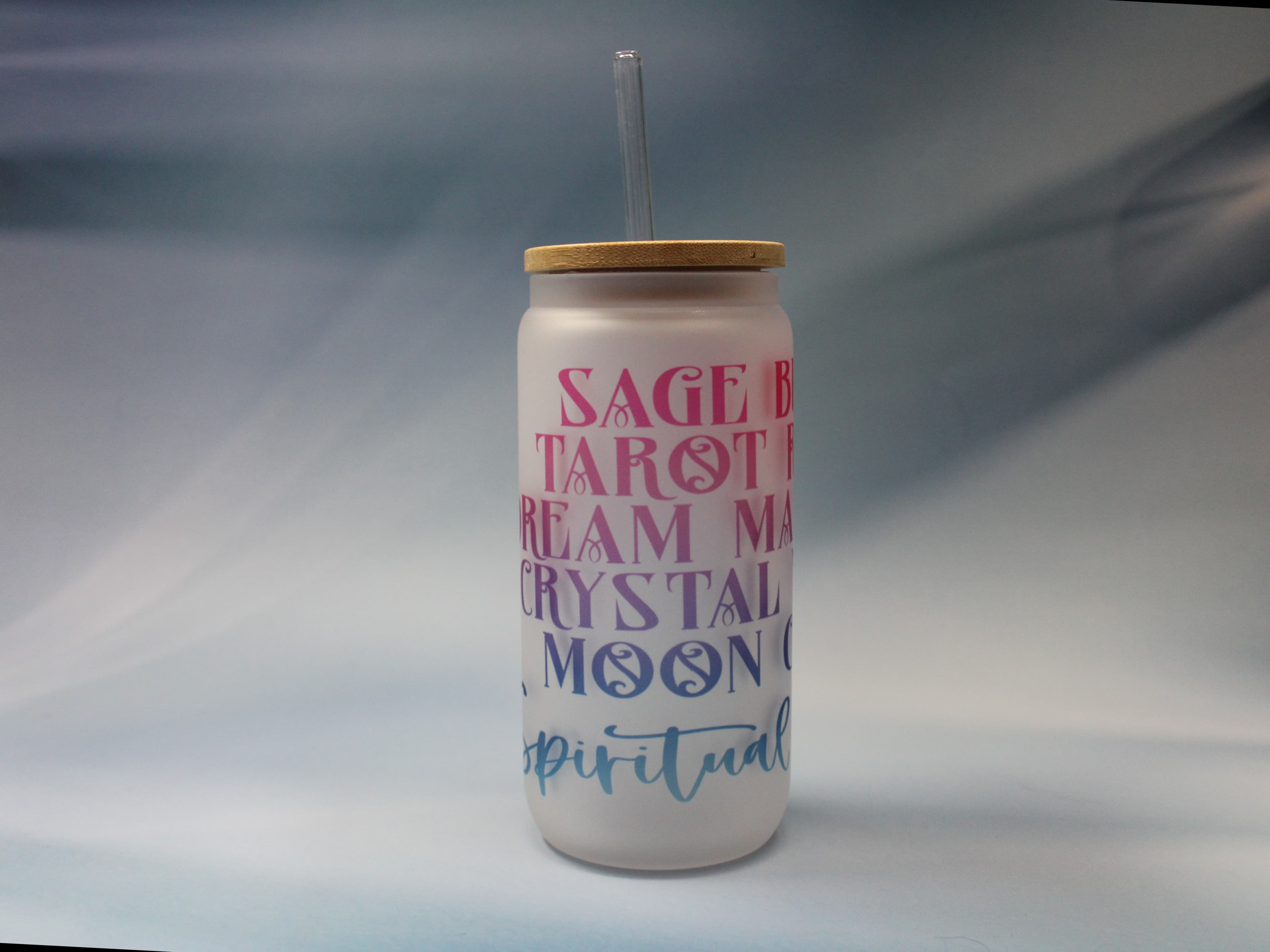 16 oz Sage Burning Spiritual Goddess Drinking Glass with Glass Straw